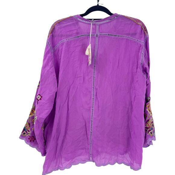 Johnny Was Women's Embellished Maude Blouse Long Sleeve Purple Size PXL NWT - Picture 8 of 12
